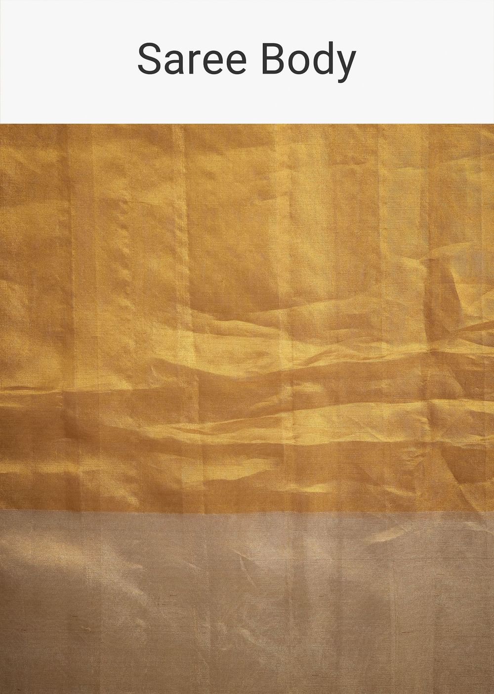 Gold Kanjivaram Silk Saree With Contrast Border And Pallu