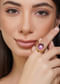 Gold Navratna Ring With Purple Stone Accent