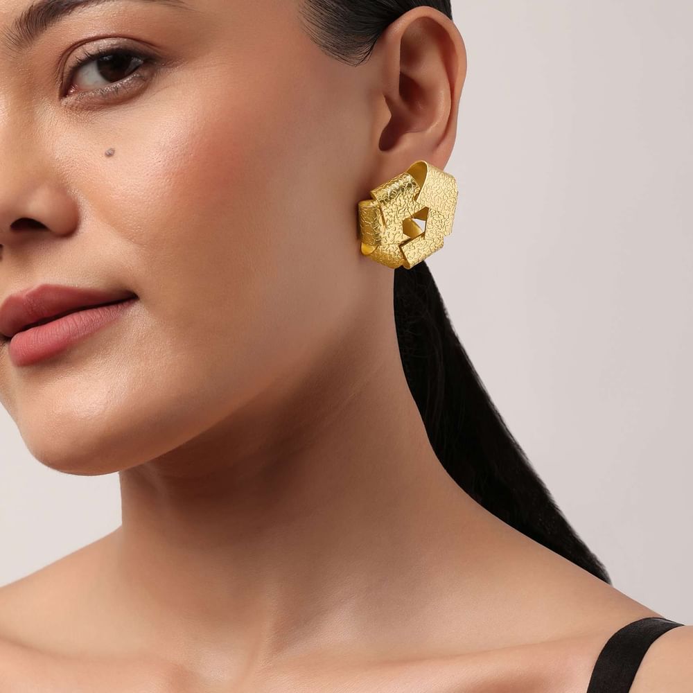 Gold Oversized Floral Studs