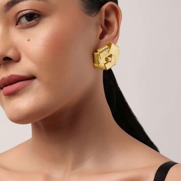 Gold Oversized Floral Studs