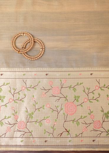Gold Paithani Woven Silk Dress Material