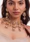 Gold Plated Kundan Studded And Dangling Beads Choker Necklace Set