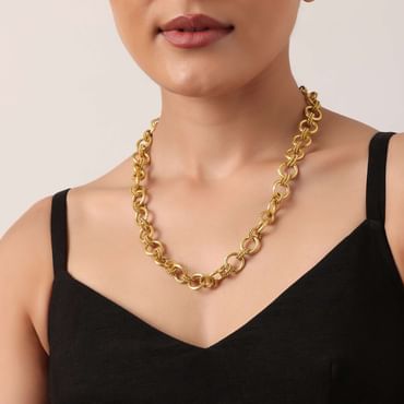 Gold Plated Link Style Long Necklace