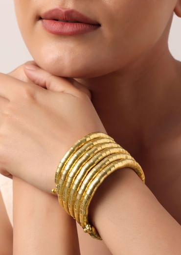 Gold Plated Stacked Style Bangle