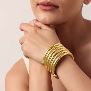 Gold Plated Stacked Style Bangle