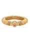 Gold Plated Temple Bangle With Carved Detail And Red Stones