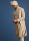 Gold Raw Silk Sherwani Suit With Hand Work