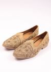 Gold Raw Silk Zardozi Embroidered Juttis
