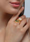 Gold Ring With Green Onyx And Zircon