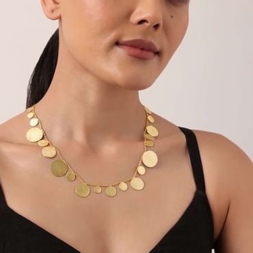 Gold Short Necklace With Coin Shaped Cutouts
