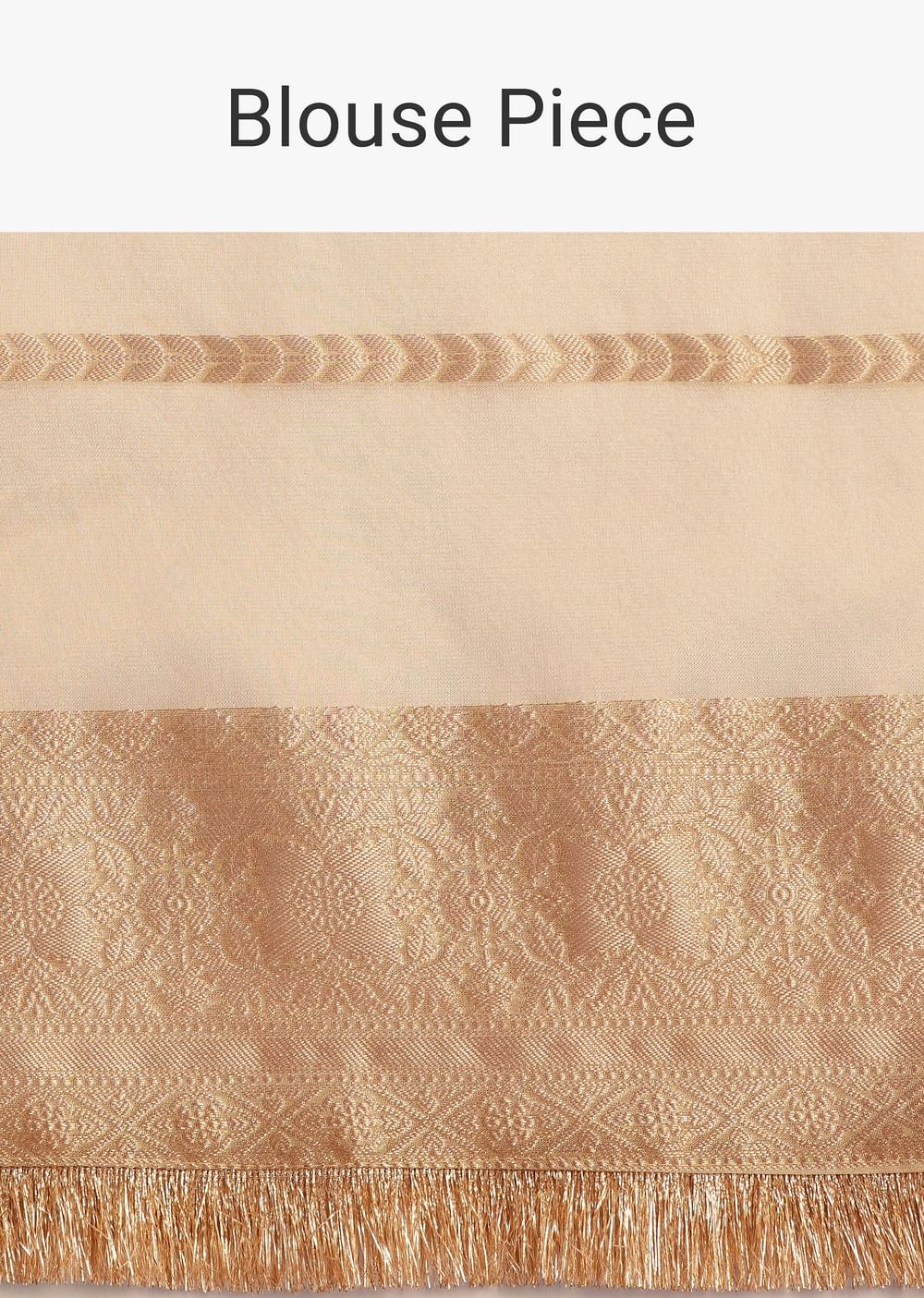 Gold Silk Saree With Zari Woven Border And Zari Frill With Unstitched Blouse