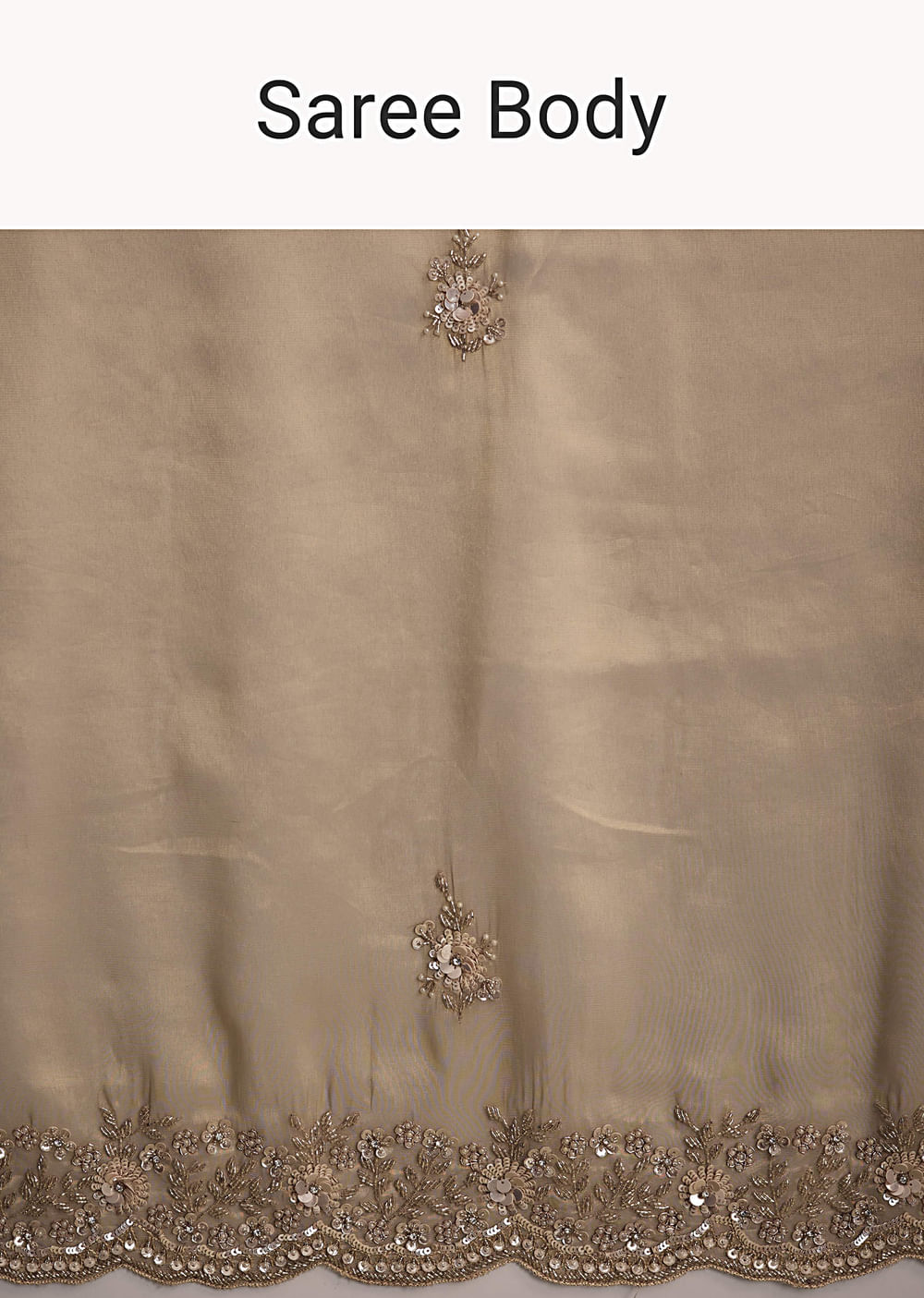 Gold Tissue Saree With Stone And Bead Embroidery