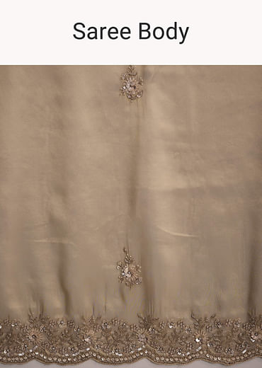 Gold Tissue Saree With Stone And Bead Embroidery