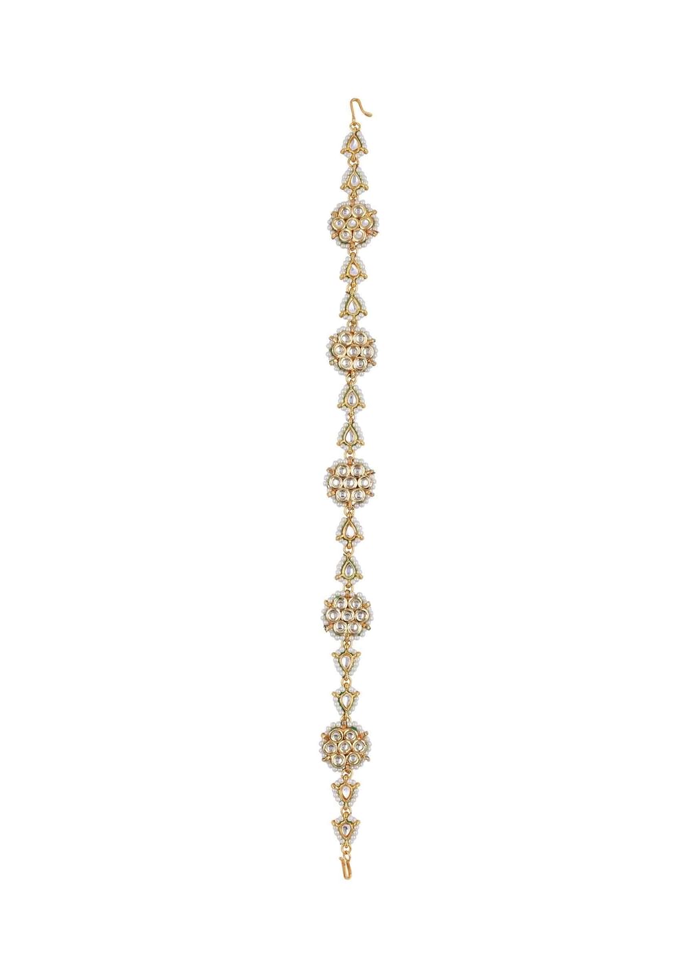 Gold Tone Mathapatti In Pearl And Kundan