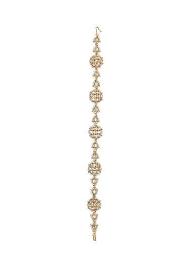 Gold Tone Mathapatti In Pearl And Kundan