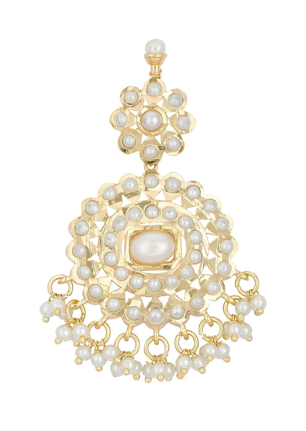 Gold Tone Pendant Kundan Necklace Set With Beads