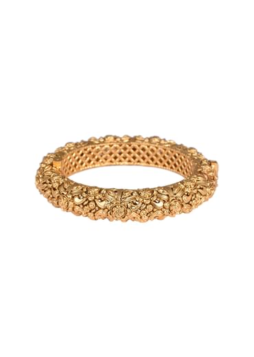 Gold Tone Temple Bangle With Carved Detail
