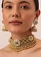 Gold Tone Temple Choker With Jhumkis And Meenakari Detail