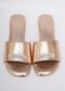 Gold Toned Festive Embroidered Flats In Soft Faux Leather