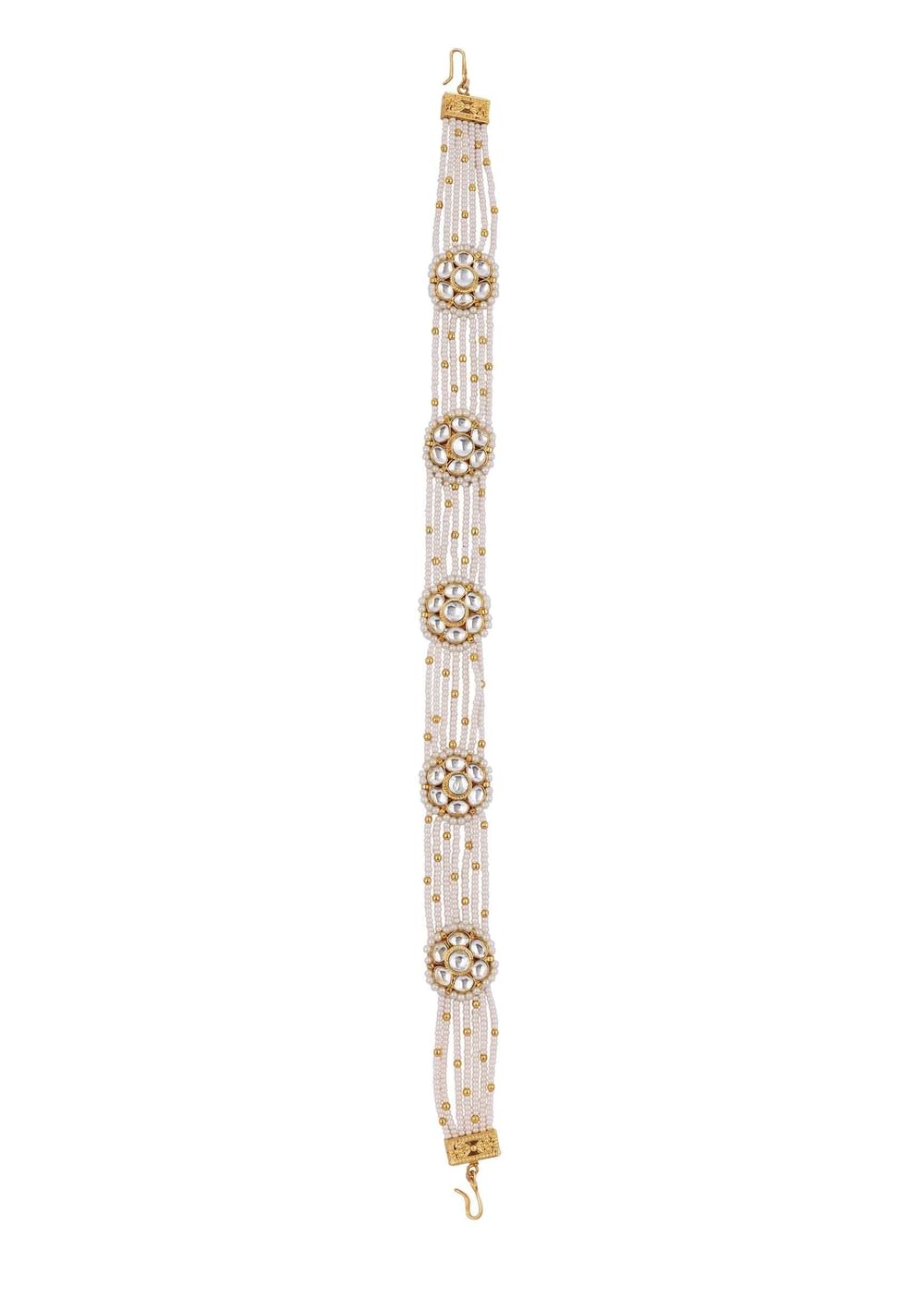 Gold Toned Mathapatti With Kundan And Pearls