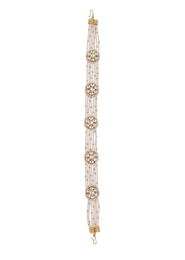 Gold Toned Mathapatti With Kundan And Pearls