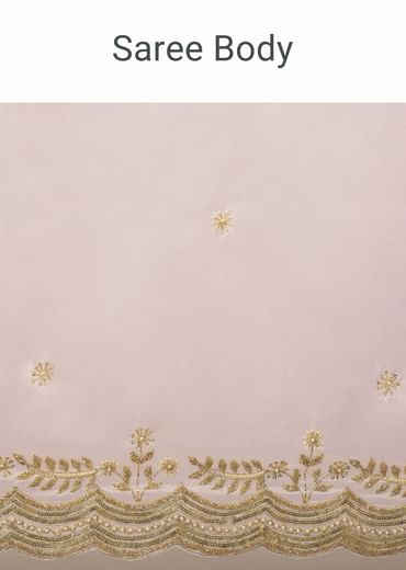 Peach Tissue Saree With Cut Dana Embroidered Borders