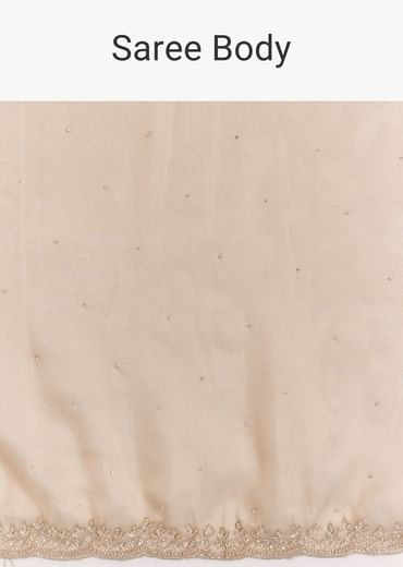 Golden Beige Organza Tissue Saree With Cut Dana And Stone Embellishments