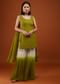 Olive Green Embroidered Georgette Sharara Suit