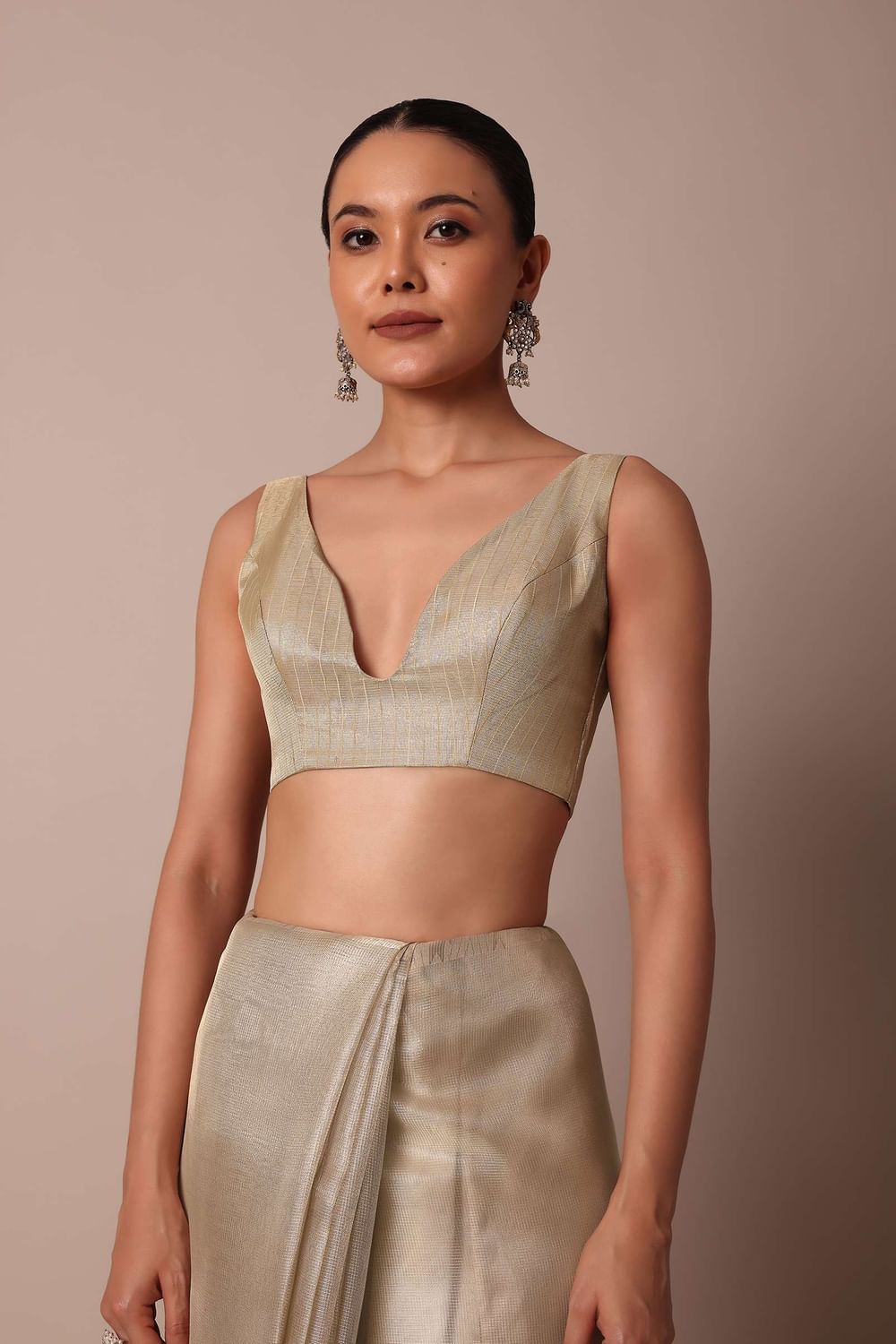 Golden Silk Saree With Exquisite Resham Thread Butti Work