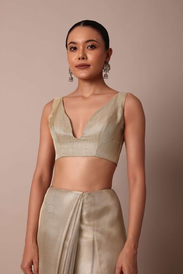 Golden Silk Saree With Exquisite Resham Thread Butti Work