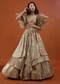 Gold Toned Embroidery Gown With Ruffle Sleeves - NOOR 2022