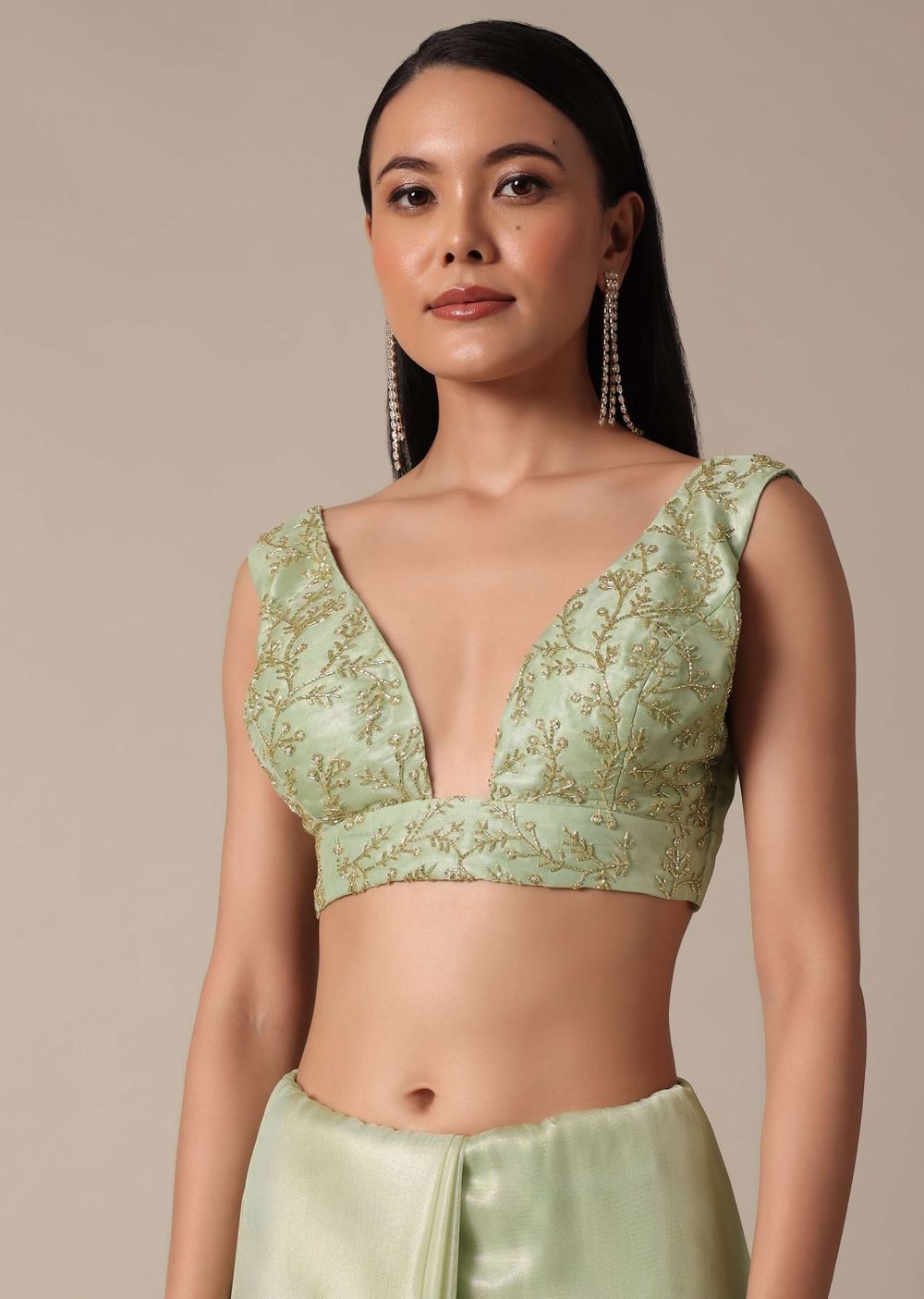 Graceful Green Saree With Scalloped Border