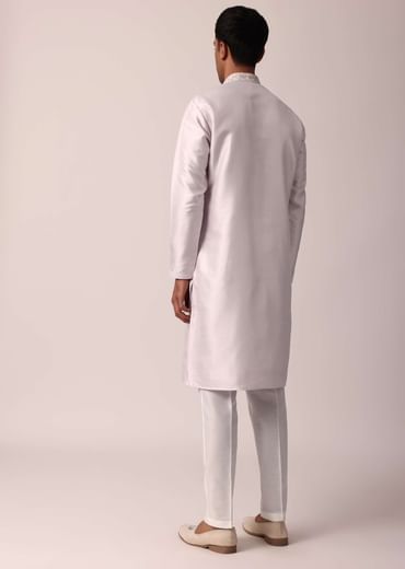 Graceful Pink Silk Kurta Set For Men