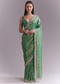 Grass Green Silk Saree With Heavy Hand Embroidery