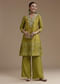 Green Abstract Print Silk Kurta and Palazzo Set