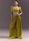 Green Blouse Palazzo Suit With Hand Embroidery And Sling Bag