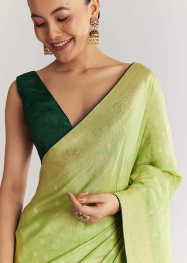 Green Butti Work Saree