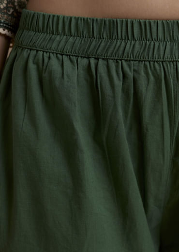 Green Chanderi Block Print Kurta Set