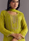 Green Chinon Kurta Set With Cutdana Moti Work Dupatta