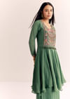 Green Chinon Zardosi Palazzo Suit