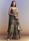 Green Crepe Sharara Suit With Indie Print And Stone Work