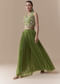 Green Crop Top Silk Palazzo Set with Sequin Work