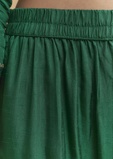 Green Dola Silk Kurta Set With Gota Work And Floral Print