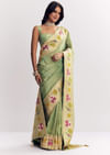 Green Dola Silk Paithani Saree With Dollar Butti And Multicolor Motif