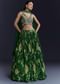Green Floral Print Bridesmaid Crepe Lehenga Set