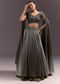 Green Georgette Lehenga Dupatta Set With Self Stone And Bead Work