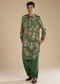 Green Kalamkari Mens Kurta and Pant Set