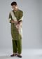 Green Kurta Set With Handmade Bandhani And Shibori Prints