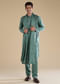 Green Linen Mens Kurta Set with Dupatta