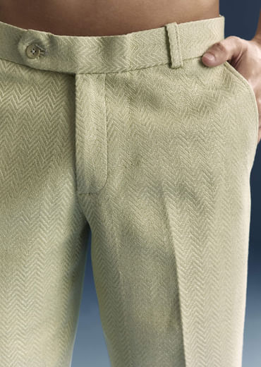Green Matka Silk Jodhpuri Suit For Men With Hand Embroidery